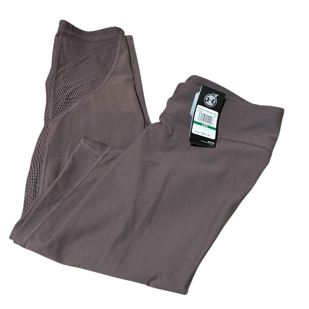 NEW $65 Under Armour Heat Gear Cropped Mauve Leggings Womens L